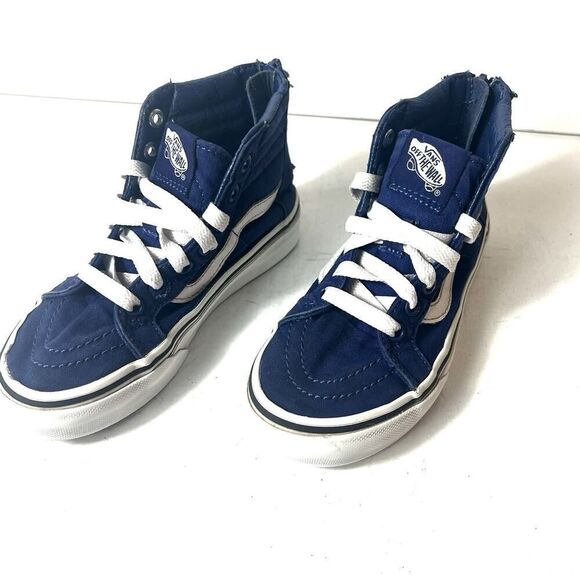Vans Off The Wall Sk8 Little Kids Size 13 Navy Blue Sneaker Shoe Zip Up High Top - Picture 3 of 11